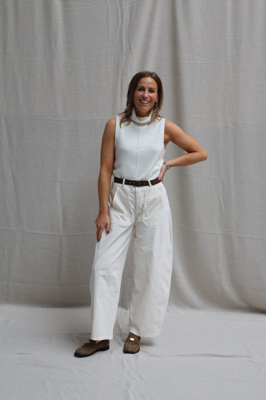 Nalou high neck top offwhite