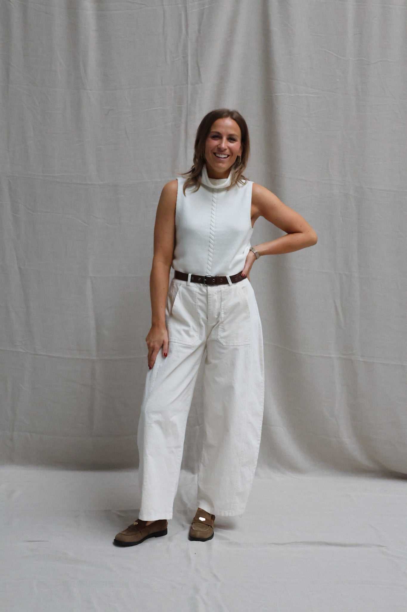 Nalou high neck top offwhite