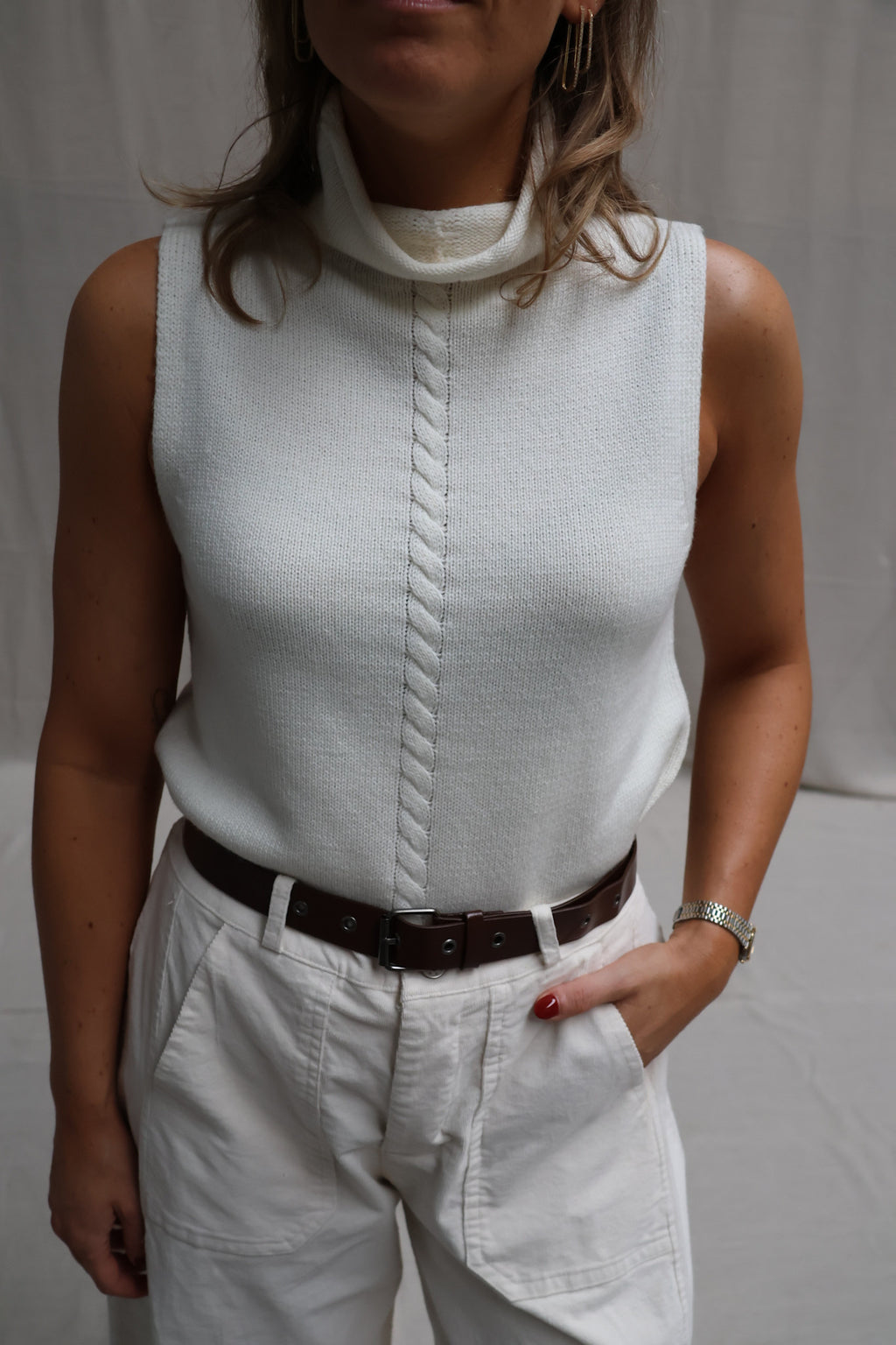 Nalou high neck top offwhite