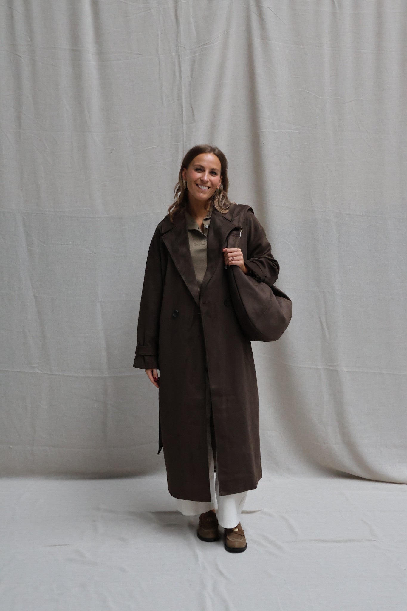Suze suède coat dark kaki