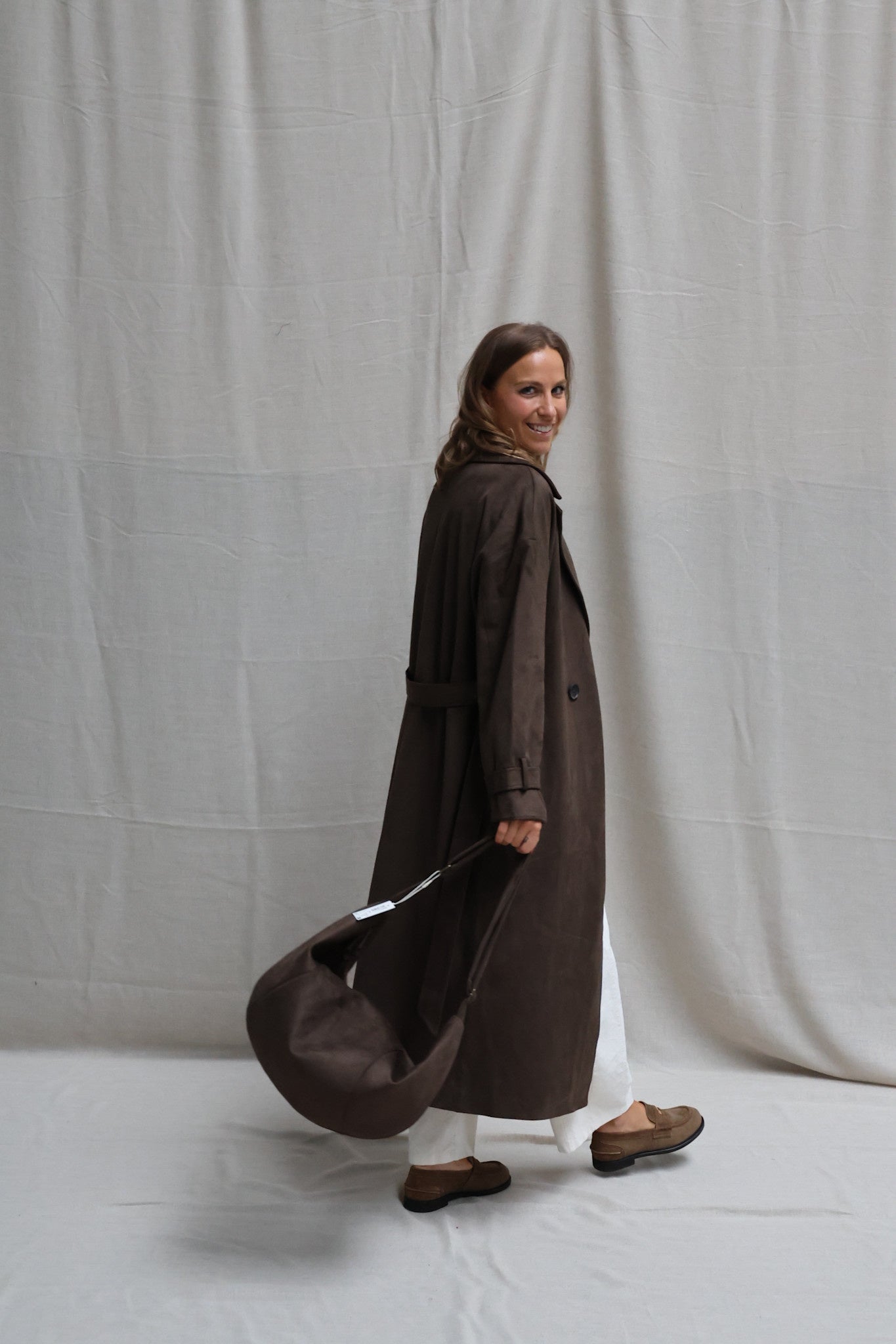 Suze suède coat dark kaki