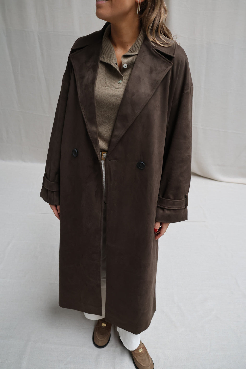 Suze suède coat dark kaki