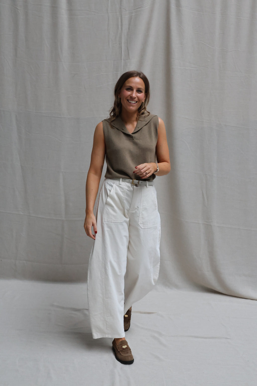 Phebe collar top kaki