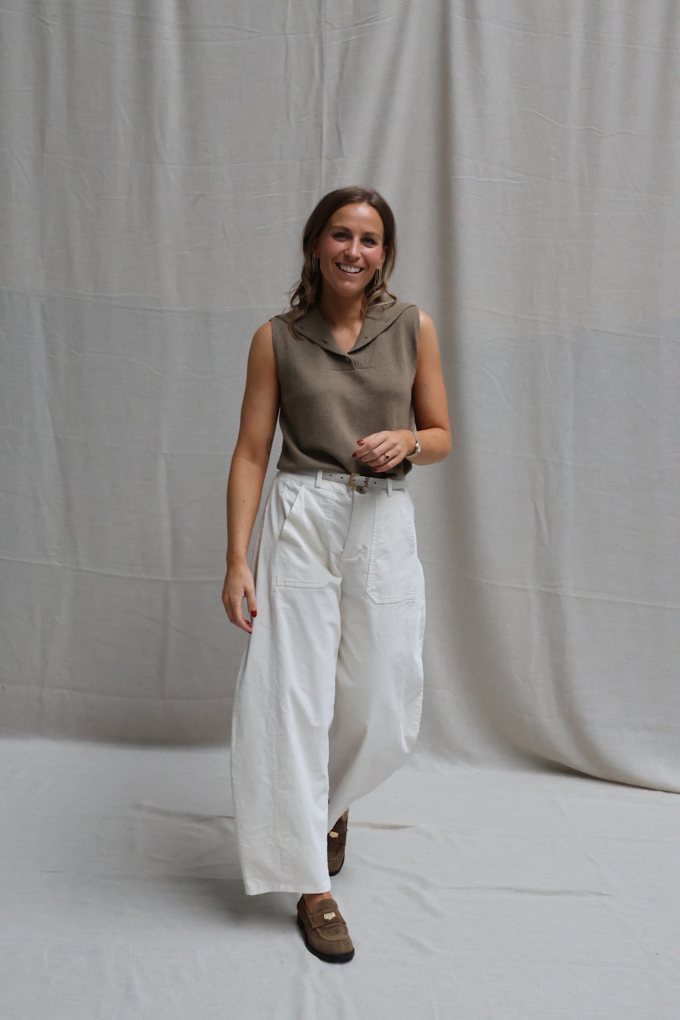 Phebe collar top kaki