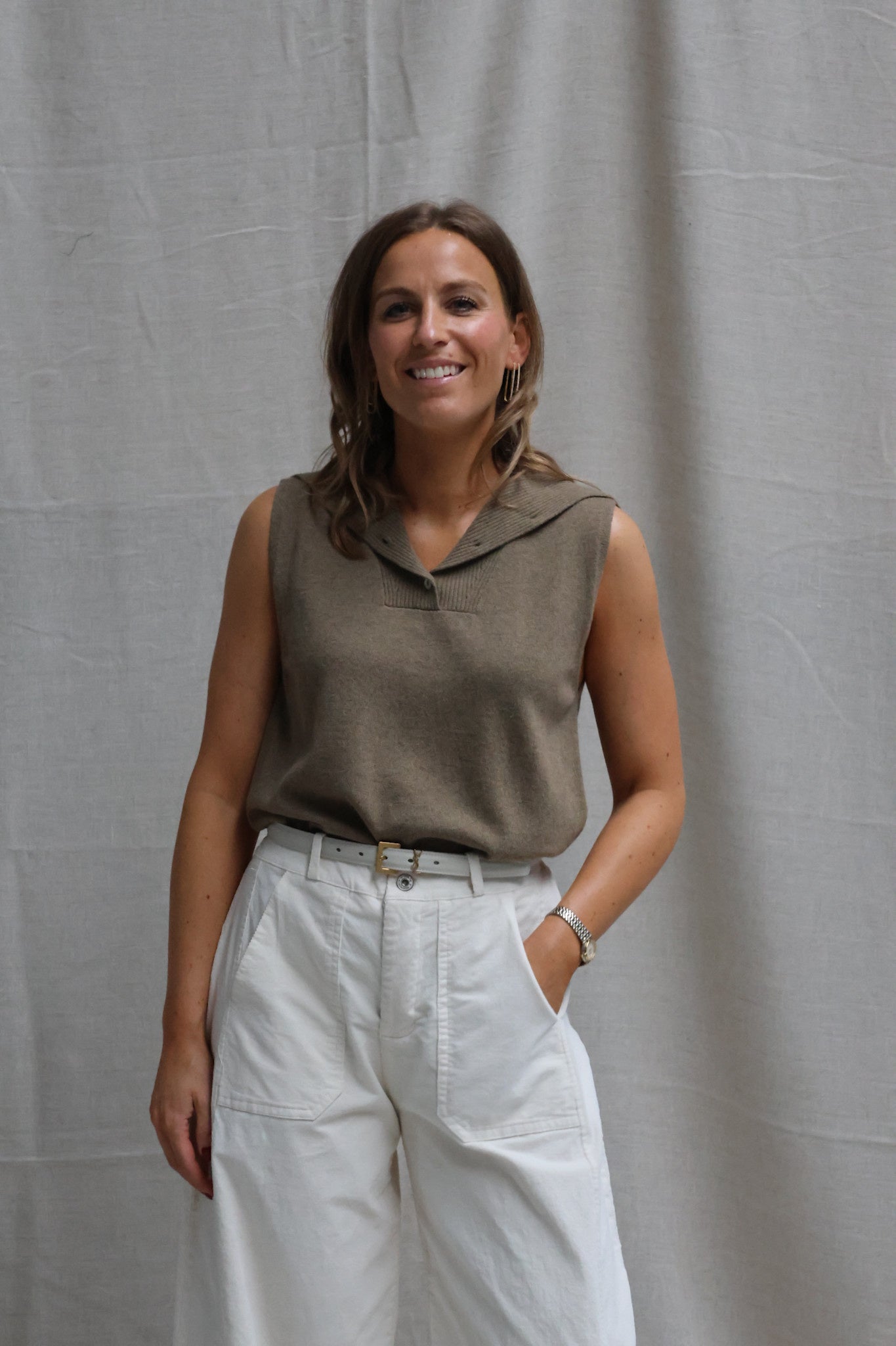 Phebe collar top kaki