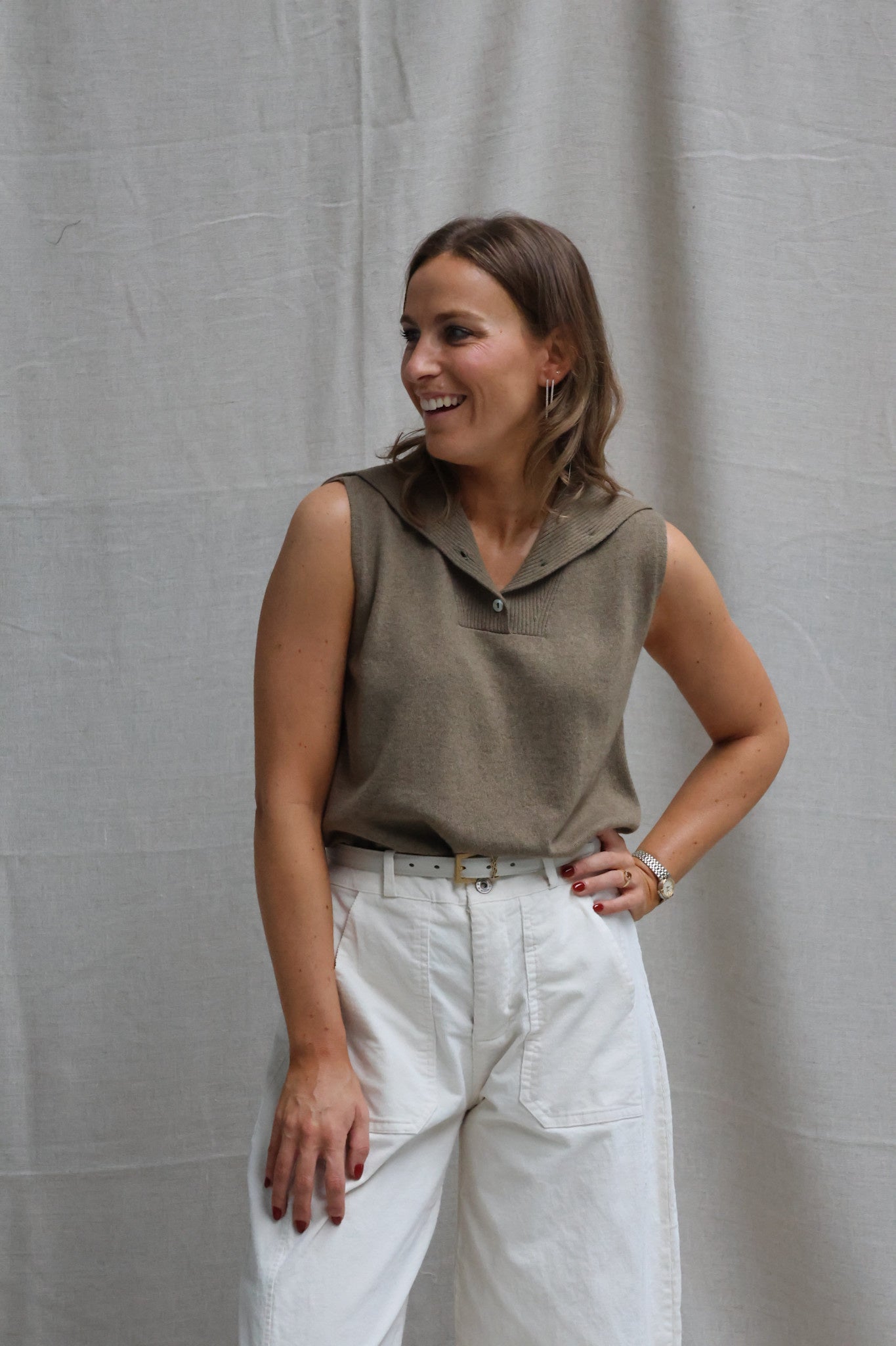 Phebe collar top kaki