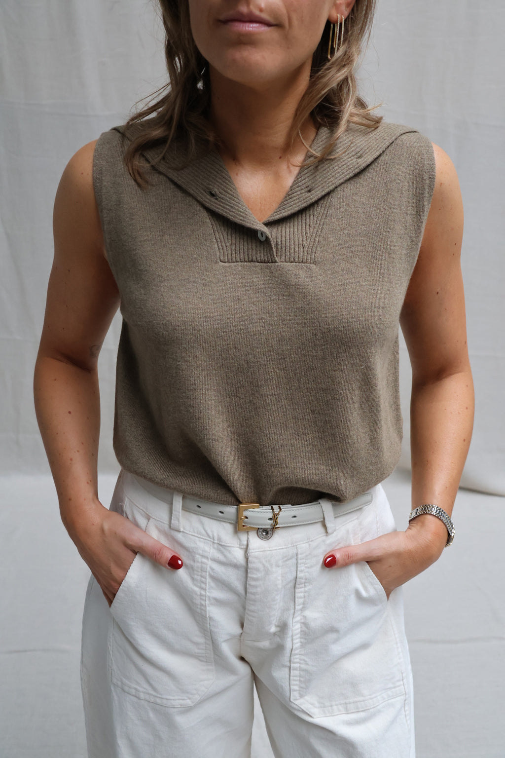 Phebe collar top kaki