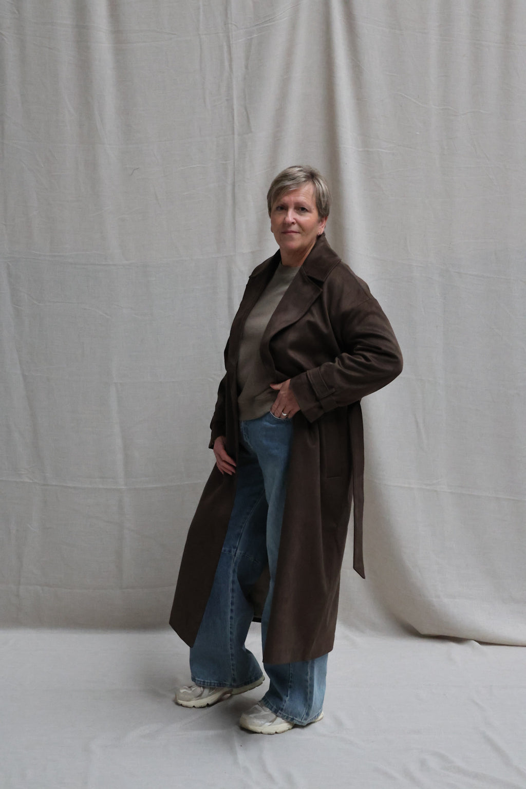 Suze suède coat dark kaki