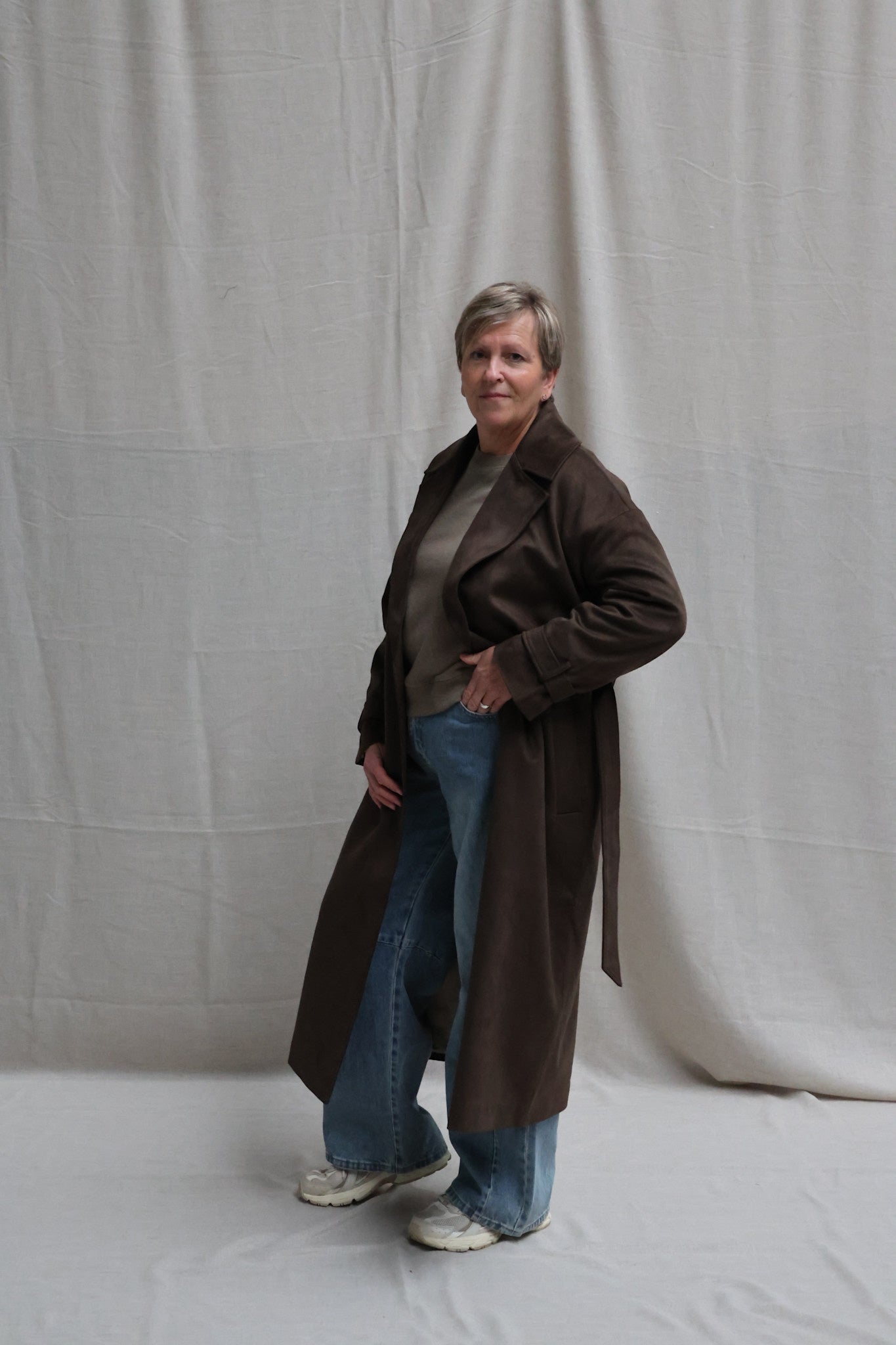 Suze suède coat dark kaki