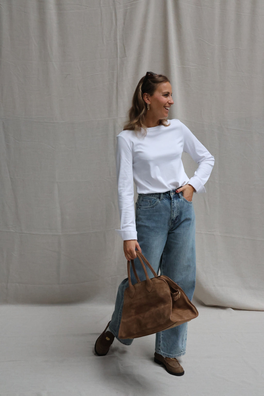 Suède handtas camel