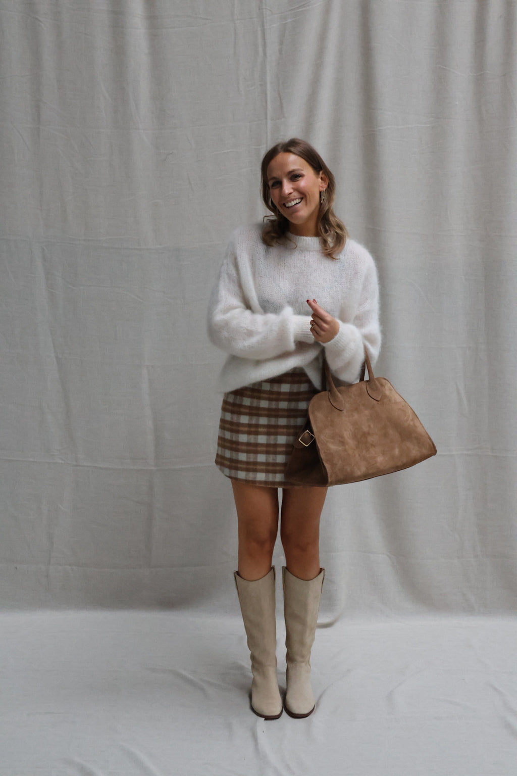 Suède handtas camel