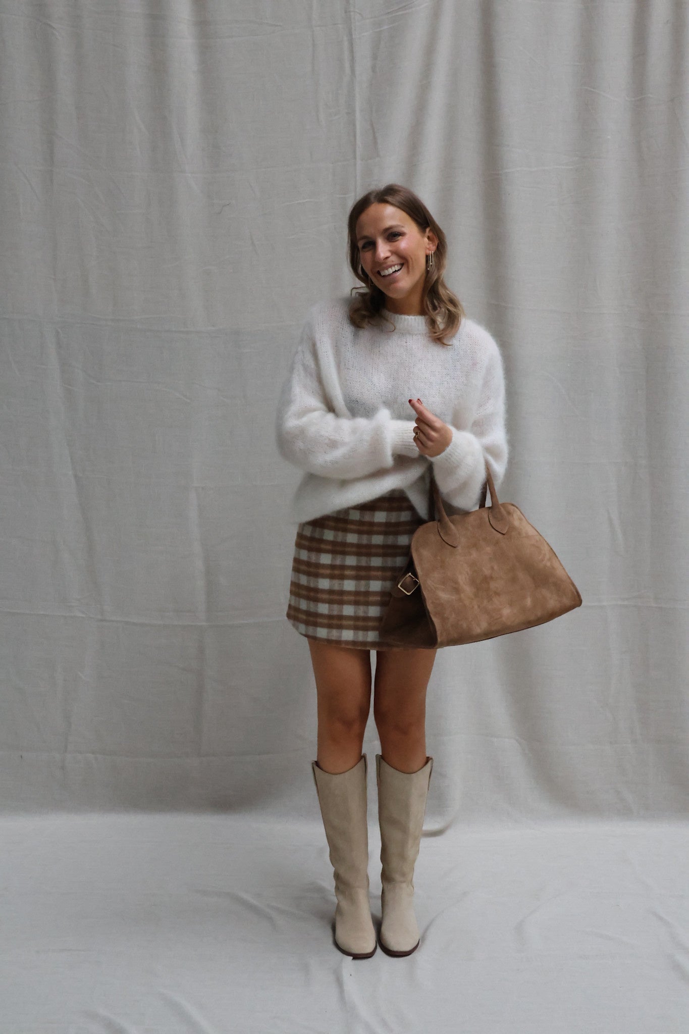 Suède handtas camel