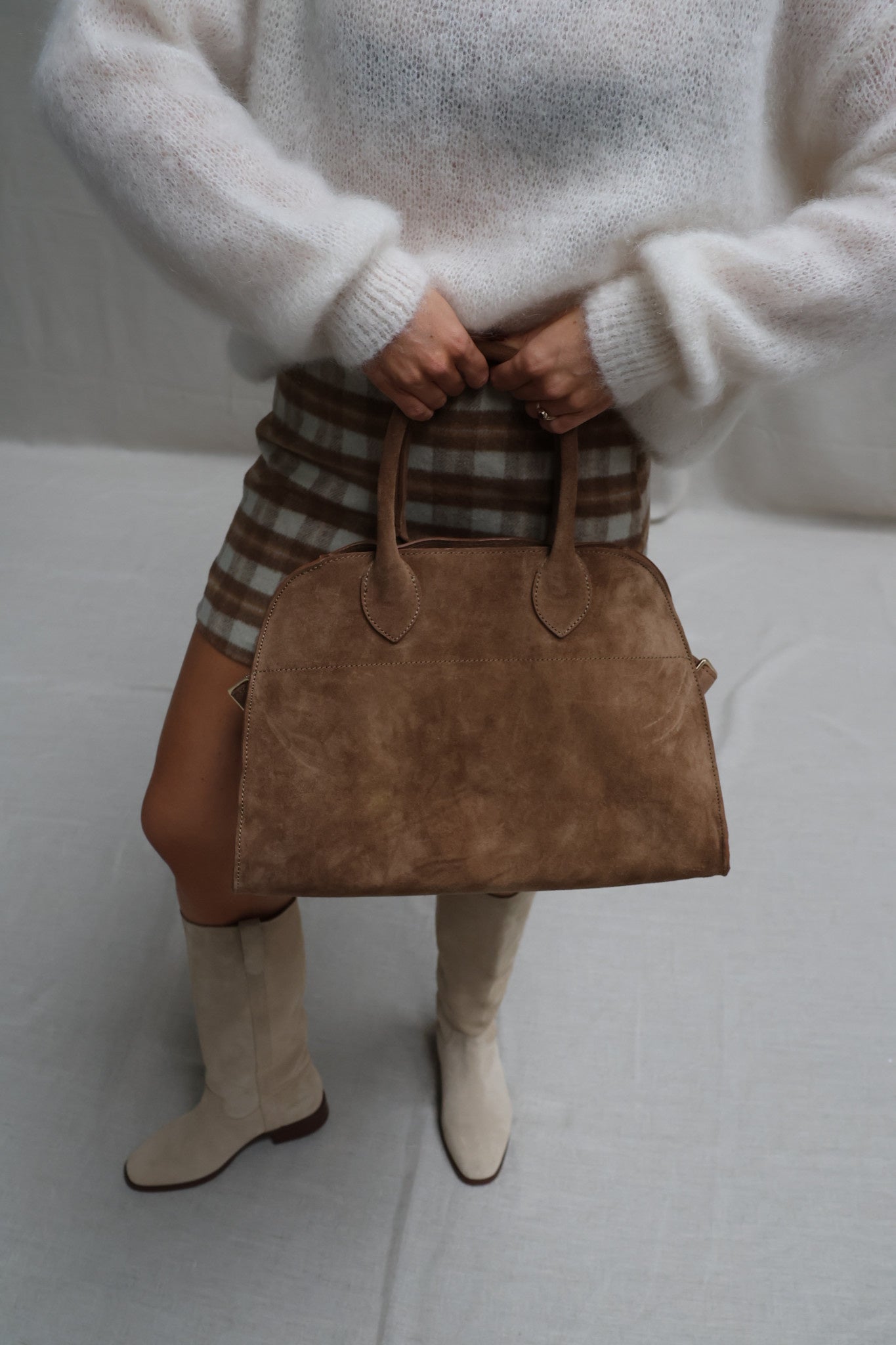 Suède handtas camel