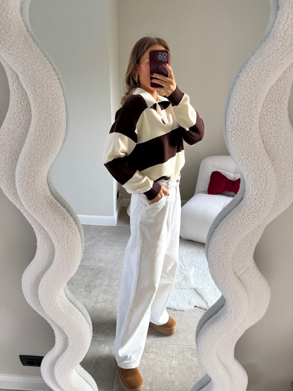 Lucia striped polo brown