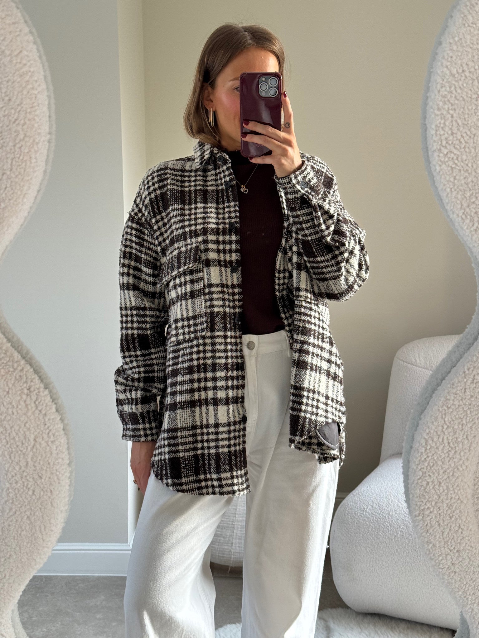 Billie checked jacket brown