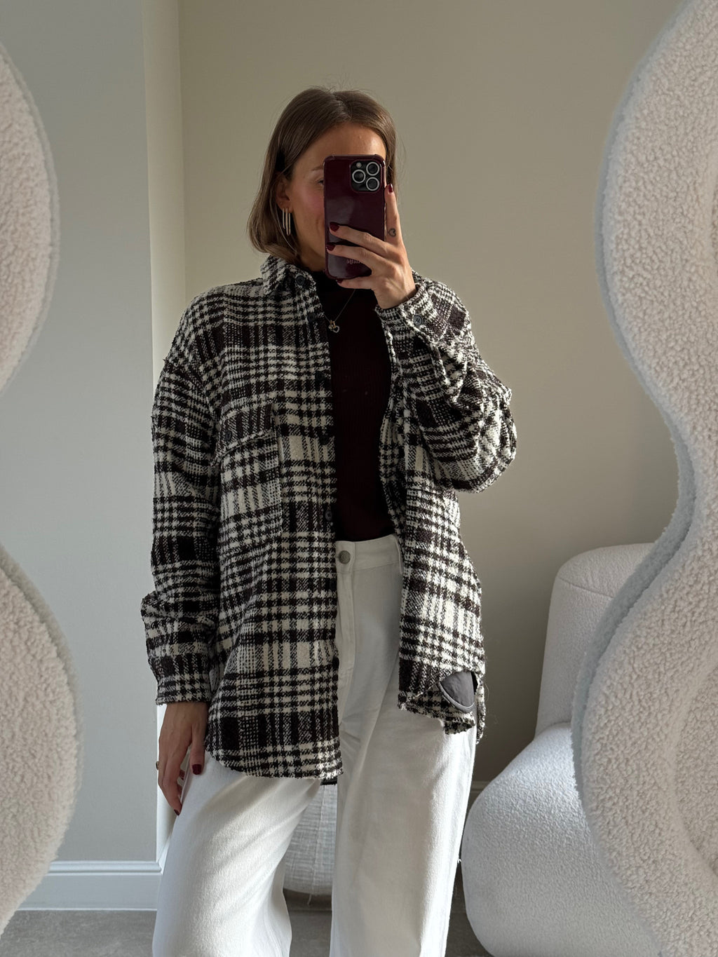 Billie checked jacket brown