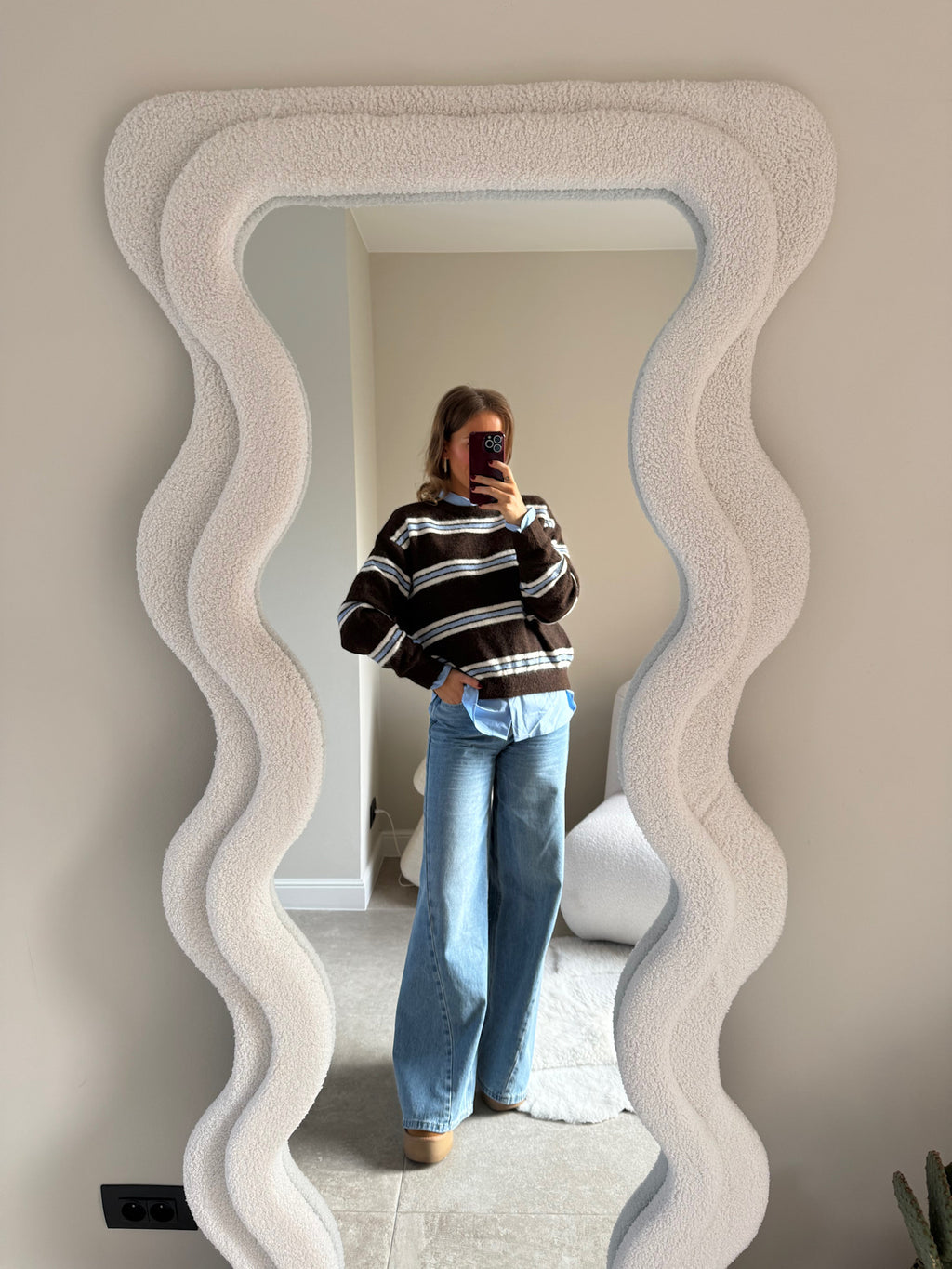 Mila gestreepte trui blauw/bruin