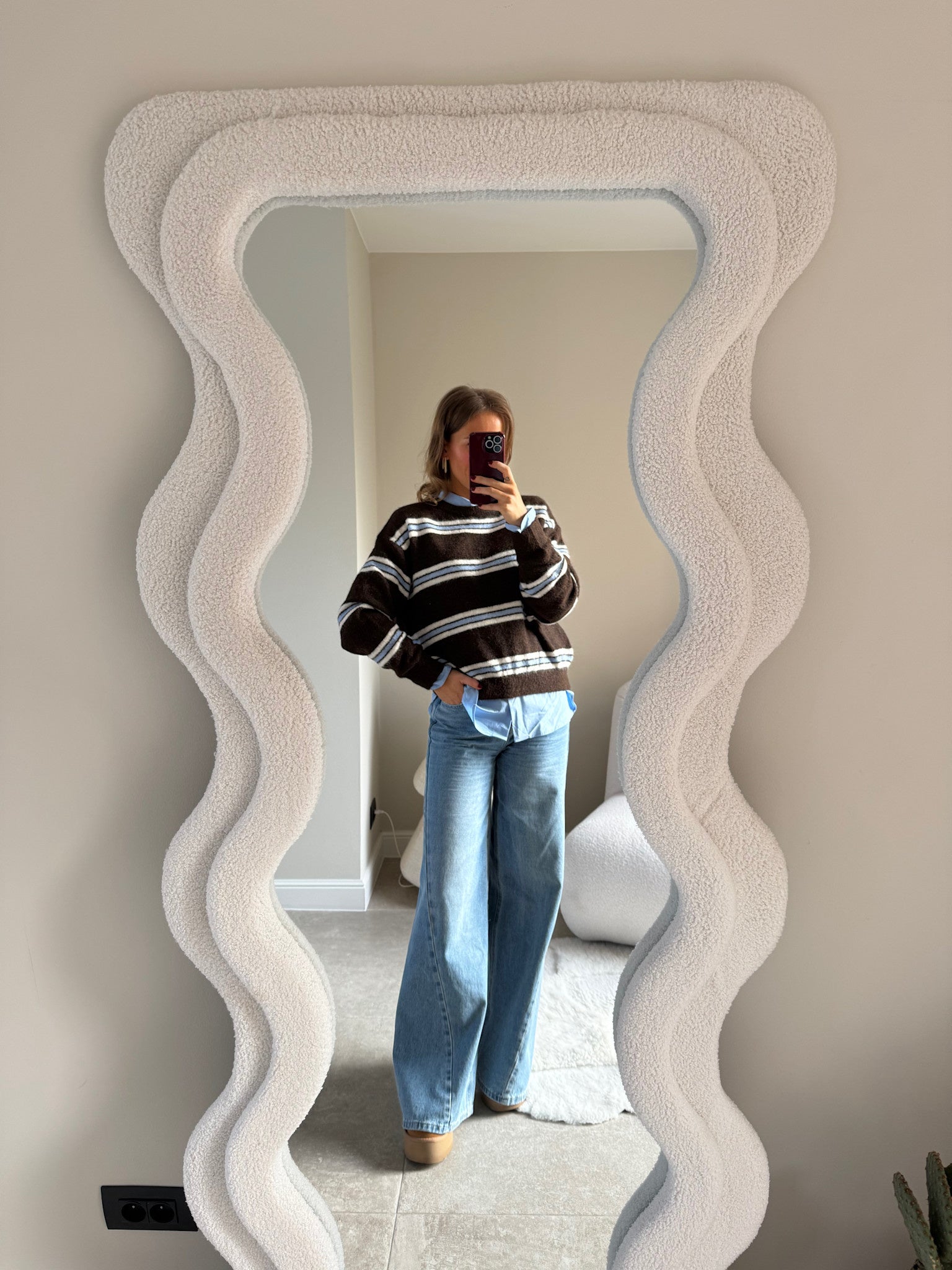 Mila gestreepte trui blauw/bruin