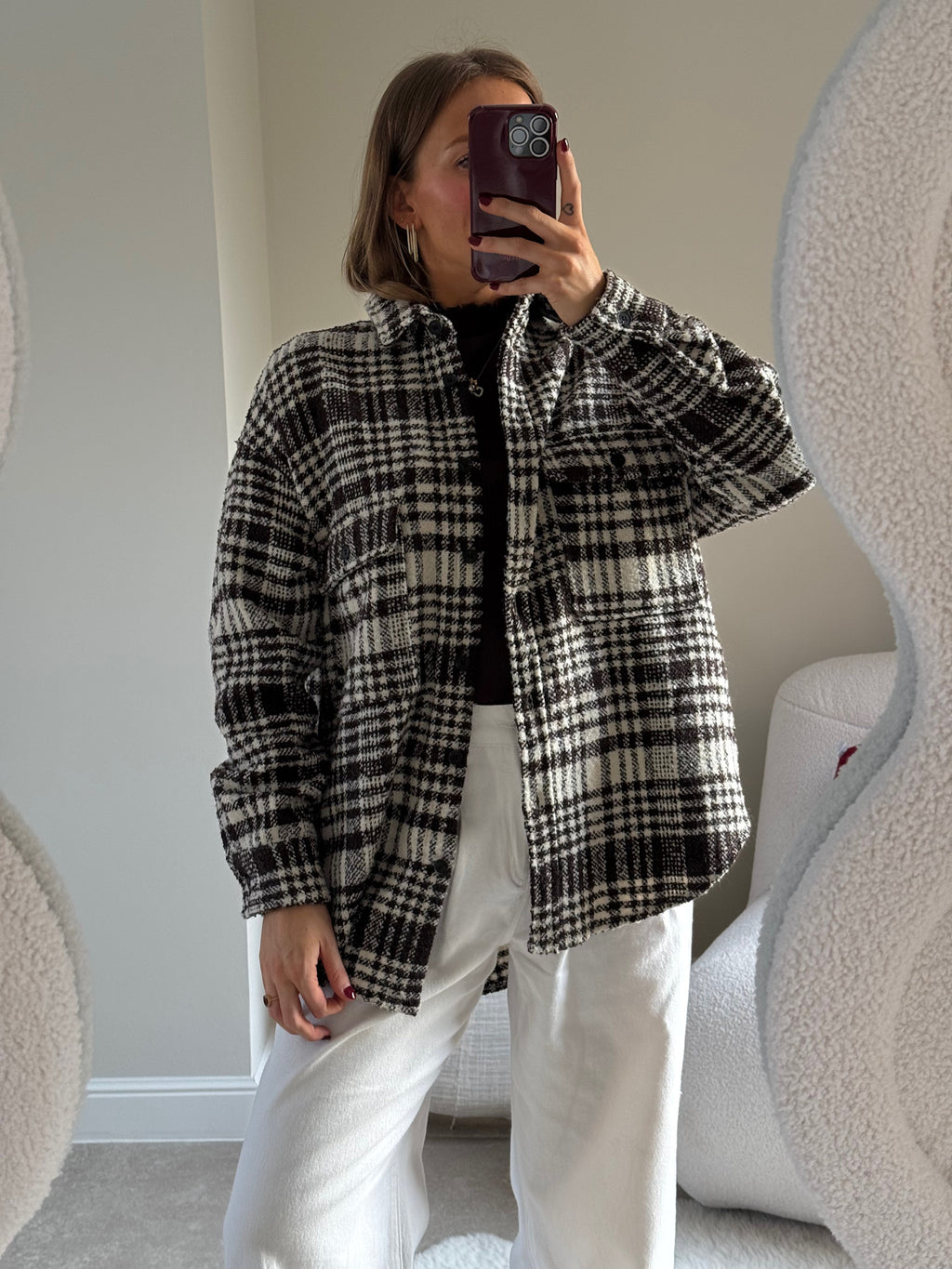 Billie checked jacket brown