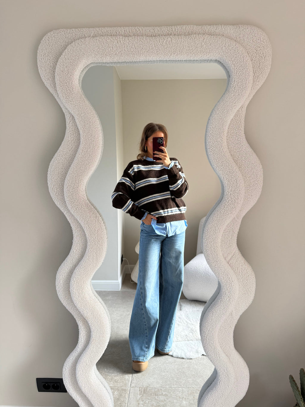 Mila gestreepte trui blauw/bruin