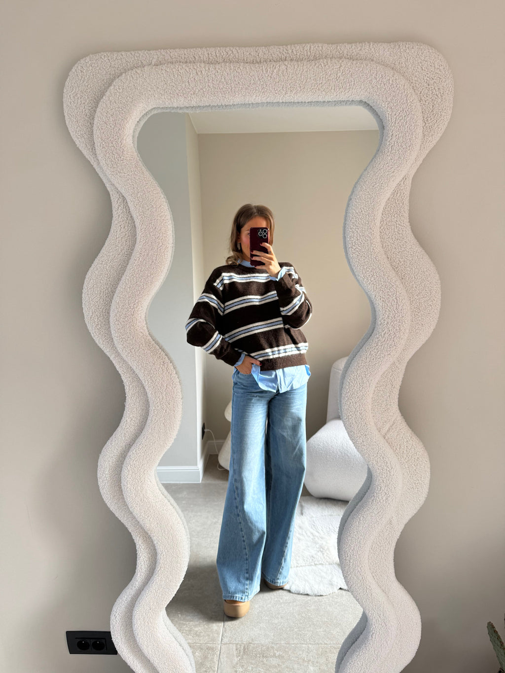 Mila gestreepte trui blauw/bruin