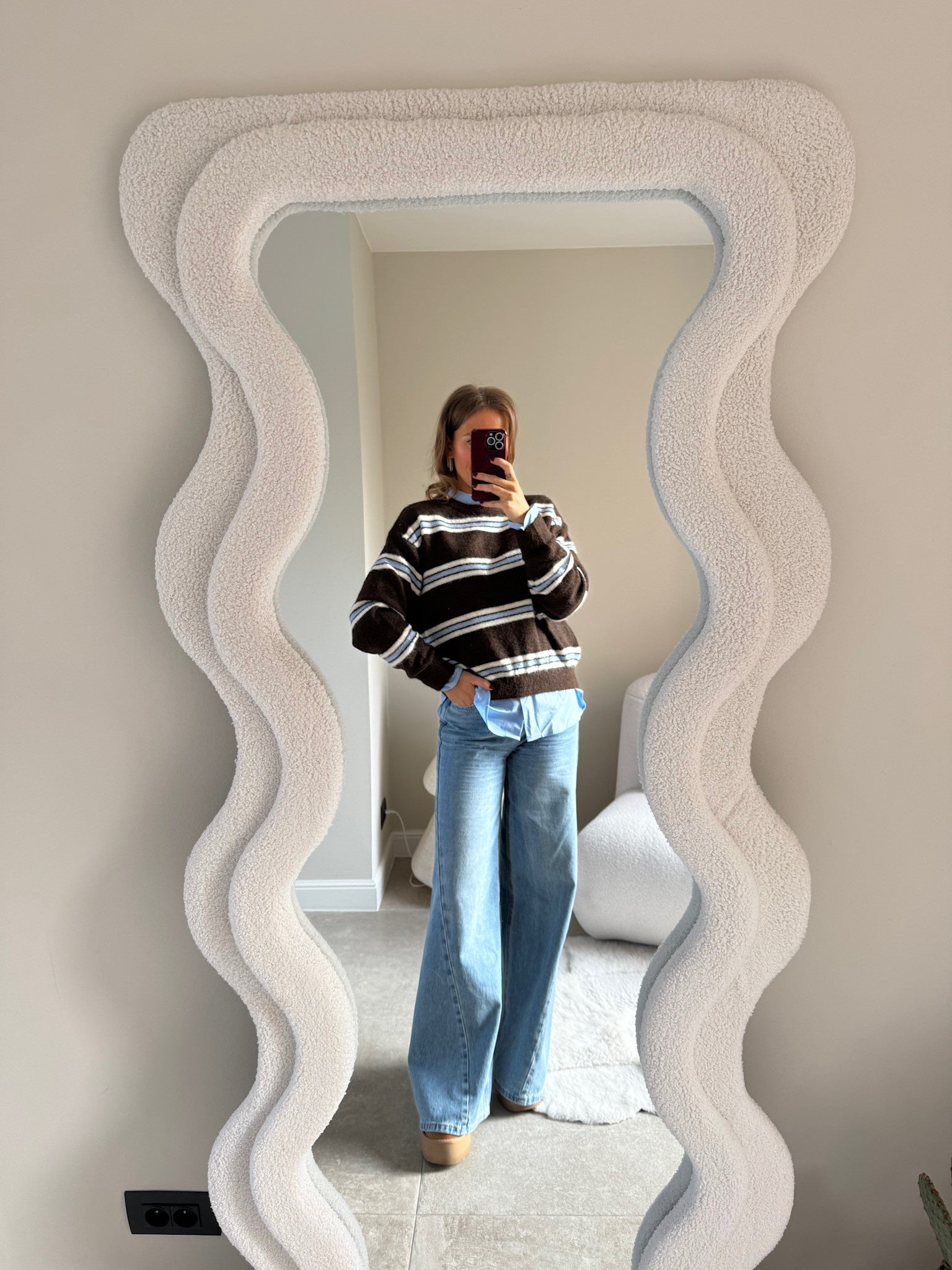 Mila gestreepte trui blauw/bruin