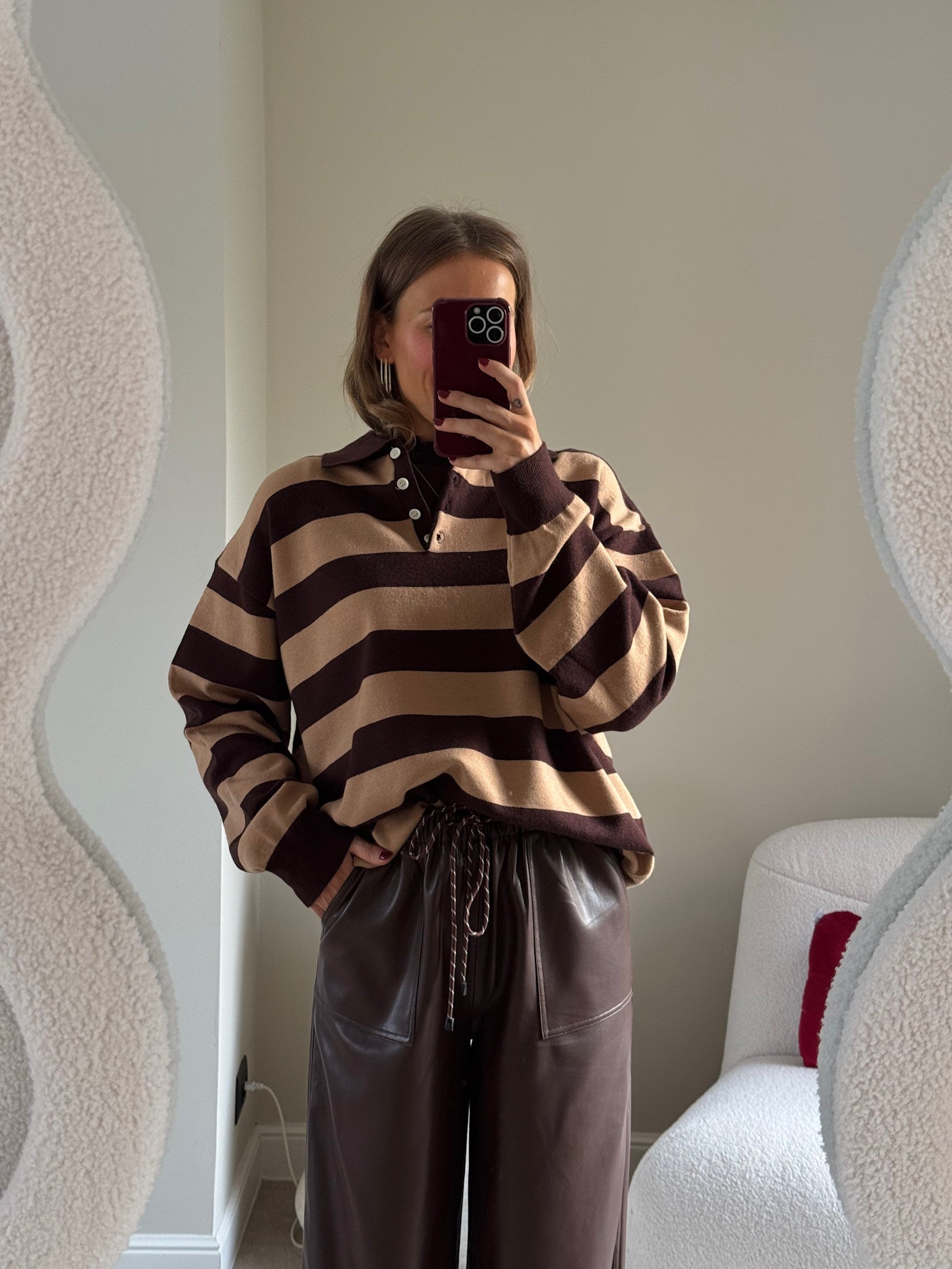 Ella polo trui bruin/camel