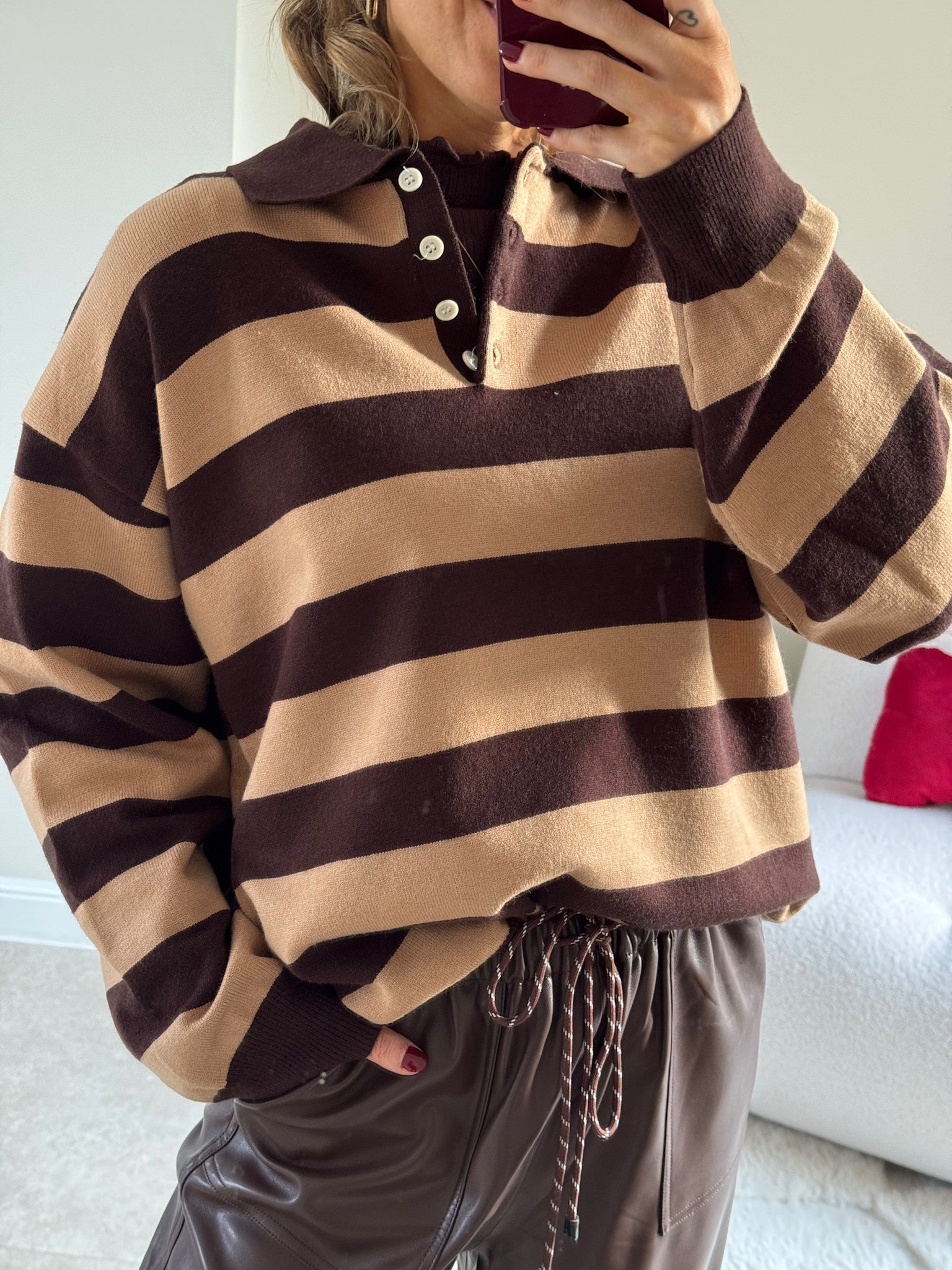 Ella polo trui bruin/camel