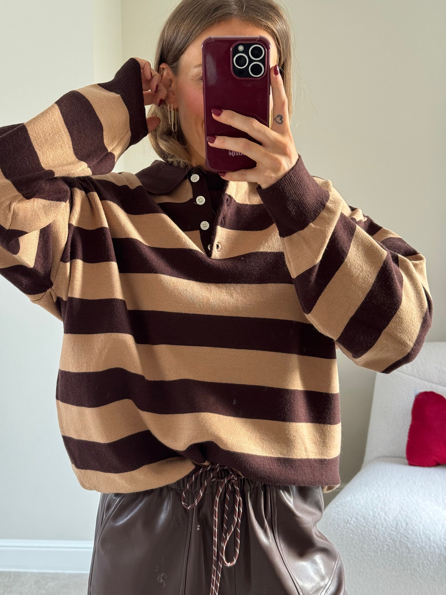 Ella polo trui bruin/camel