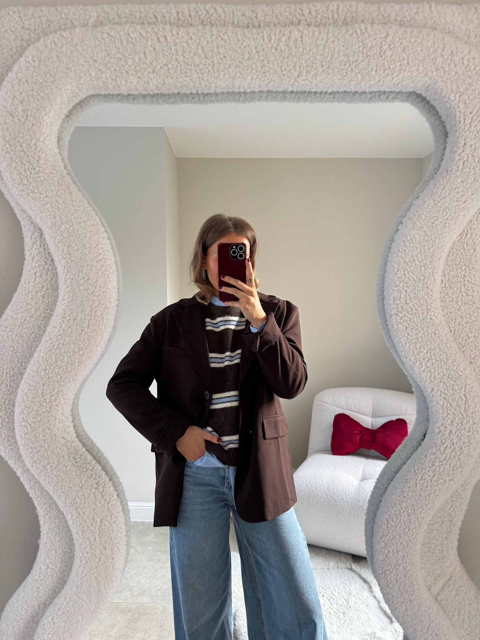 Mila gestreepte trui blauw/bruin