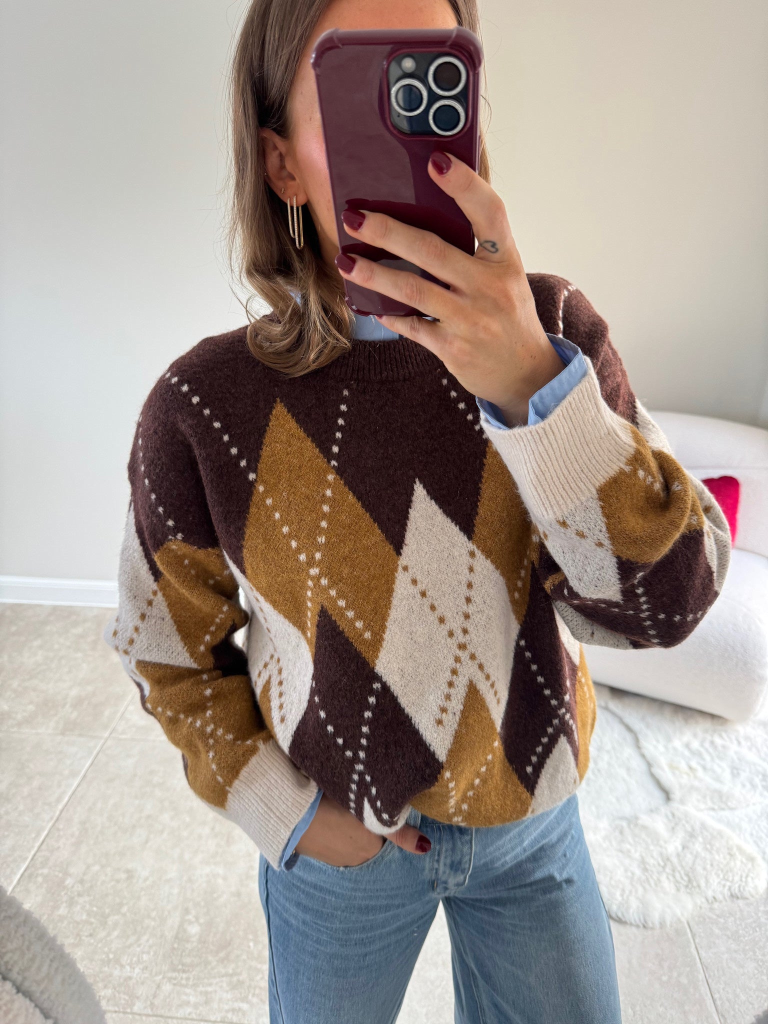 Carreaux knit autumn yellow