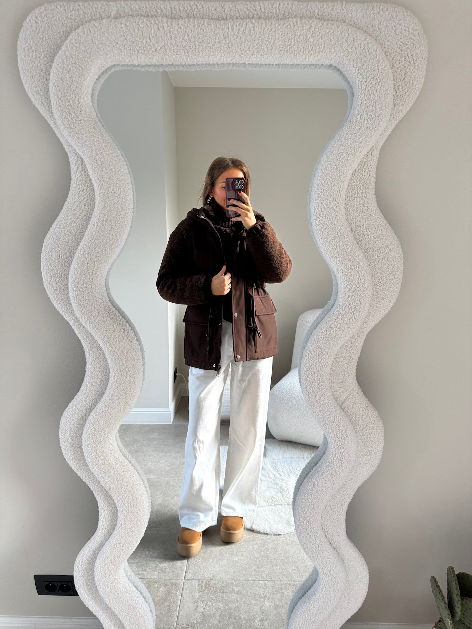 Teddy padded jacket brown