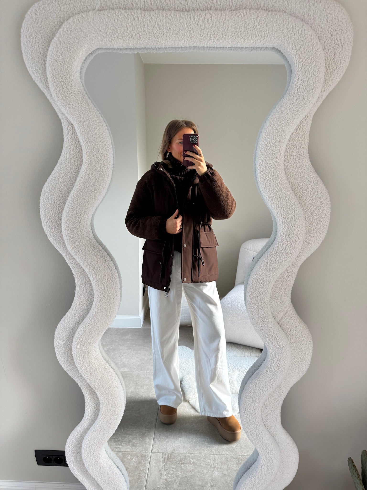 Teddy padded jacket brown