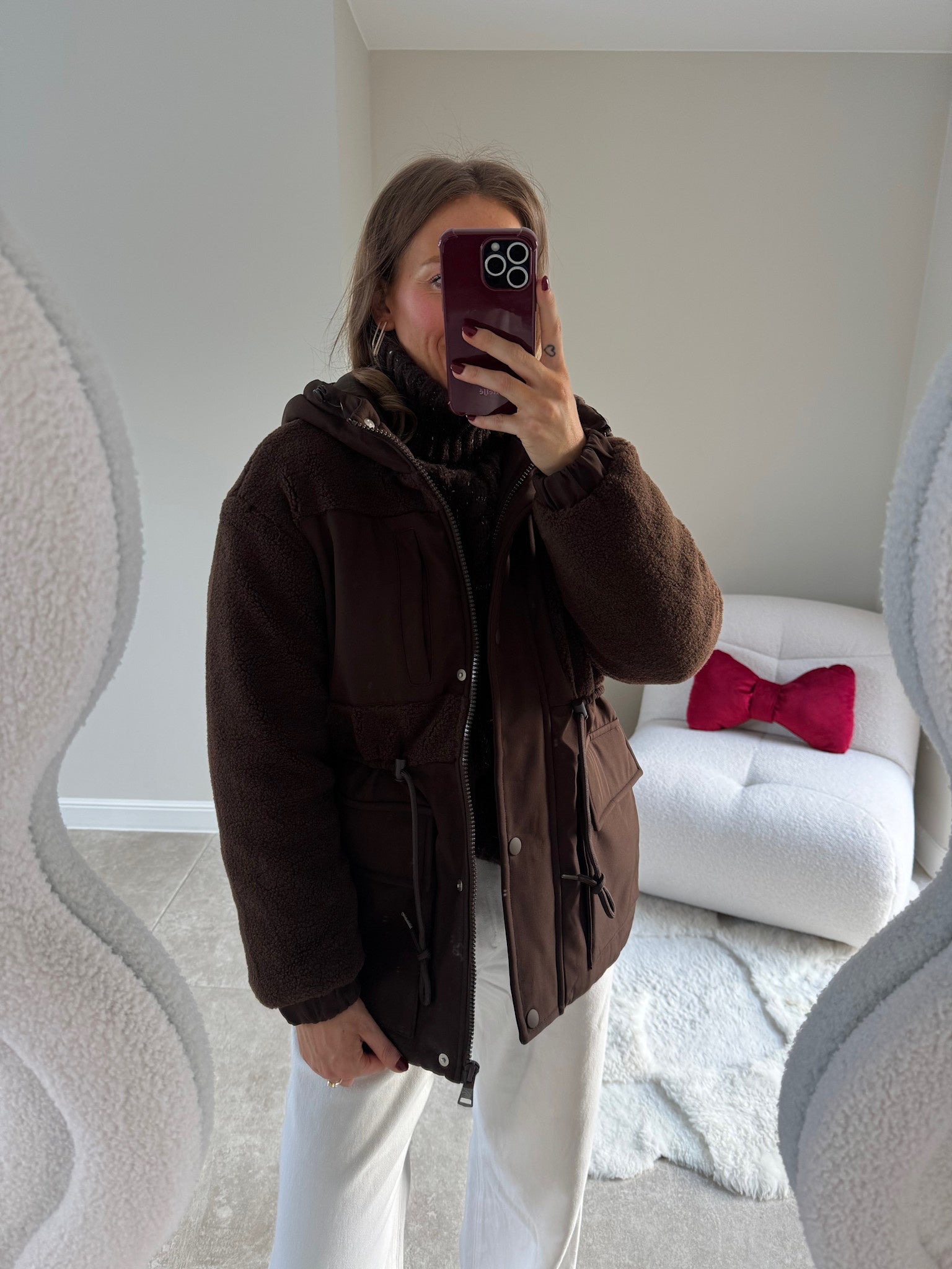 Teddy padded jacket brown