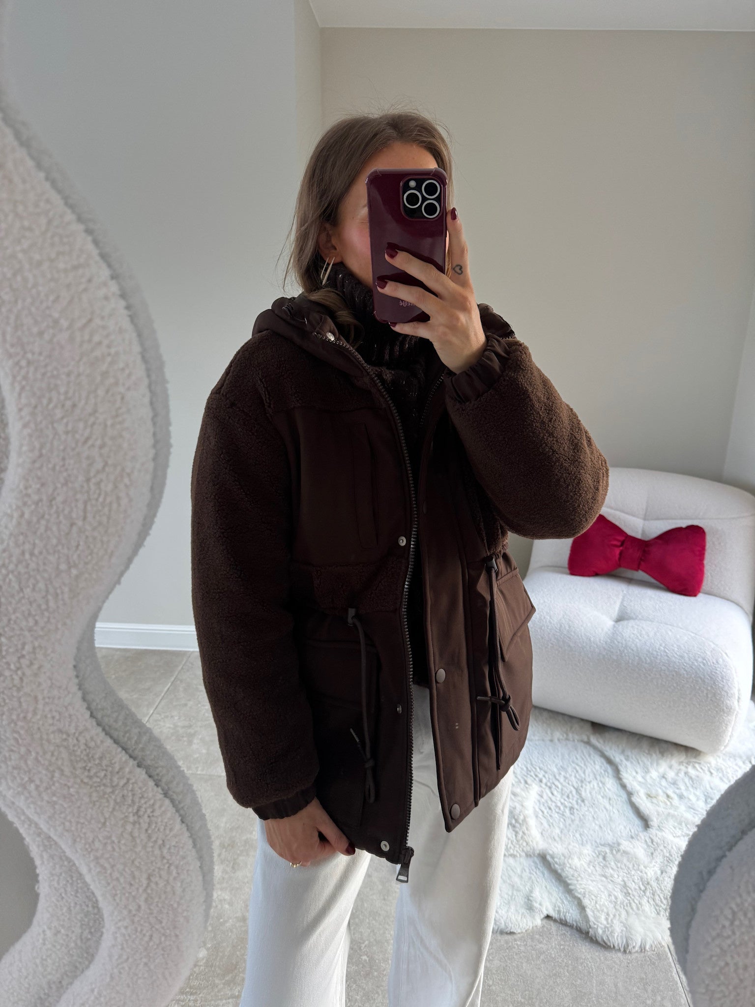 Teddy padded jacket brown