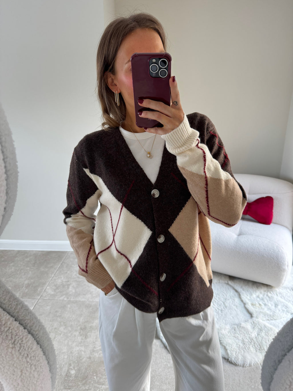 Zita carreaux cardigan