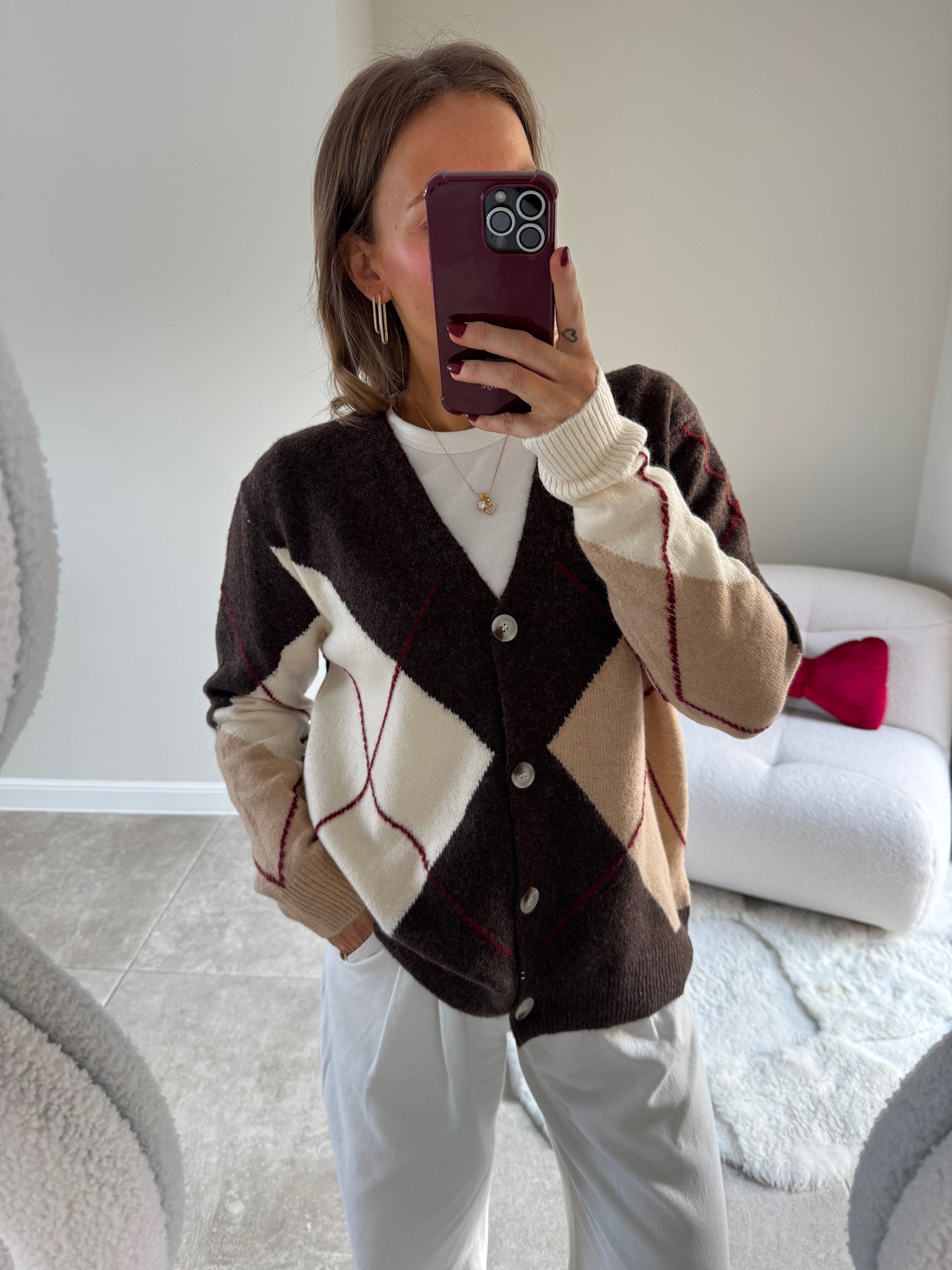 Zita carreaux cardigan