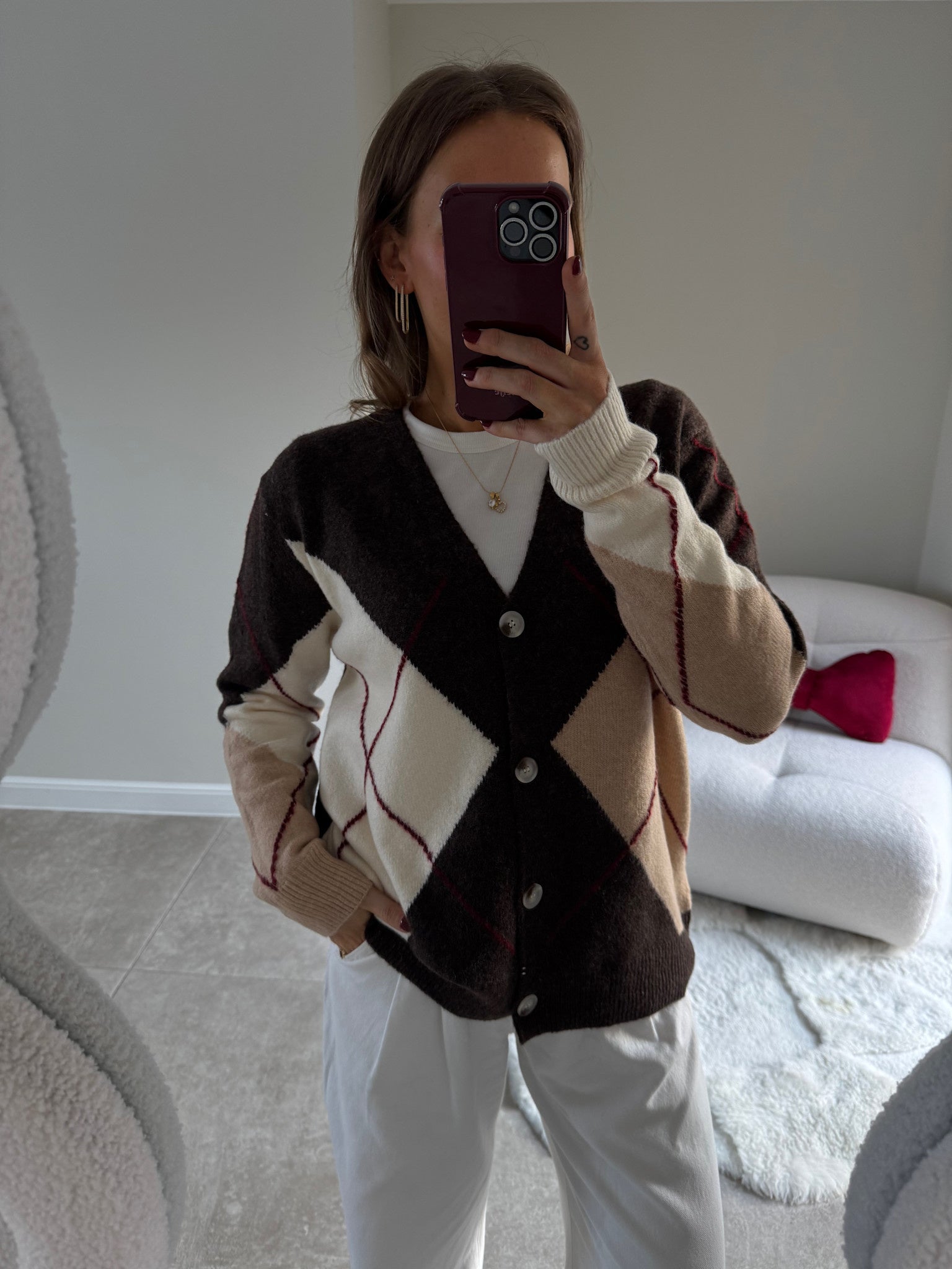 Zita carreaux cardigan