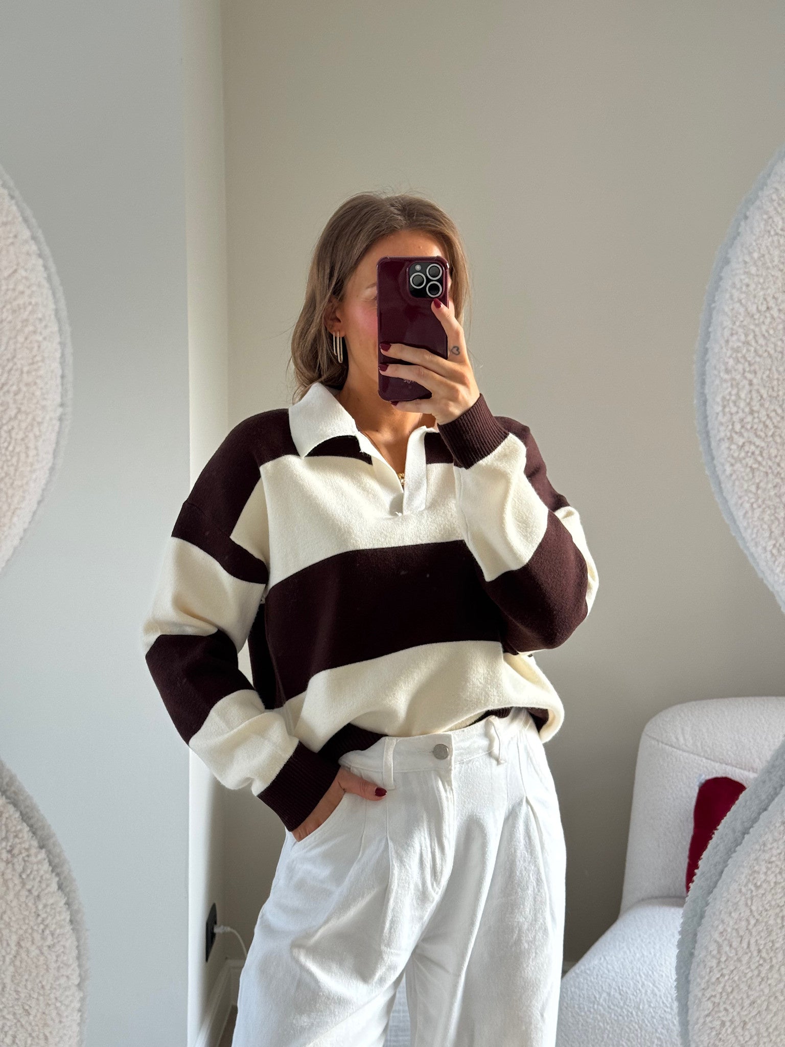 Lucia striped polo brown