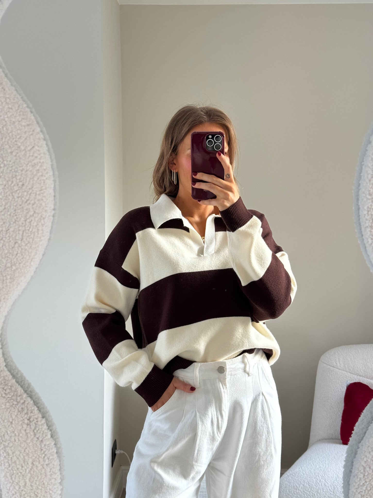 Lucia striped polo brown