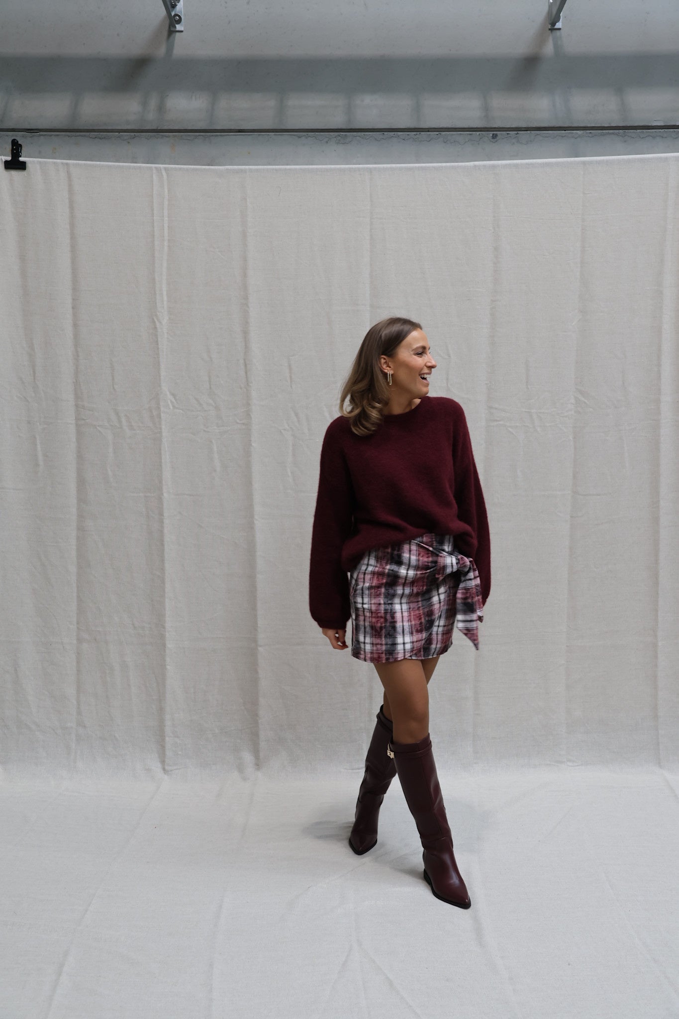 Alissa checked skirt burgundy