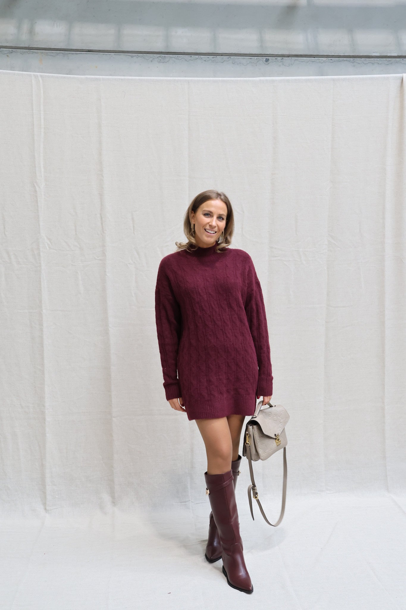 Babette cable knit dress burgundy