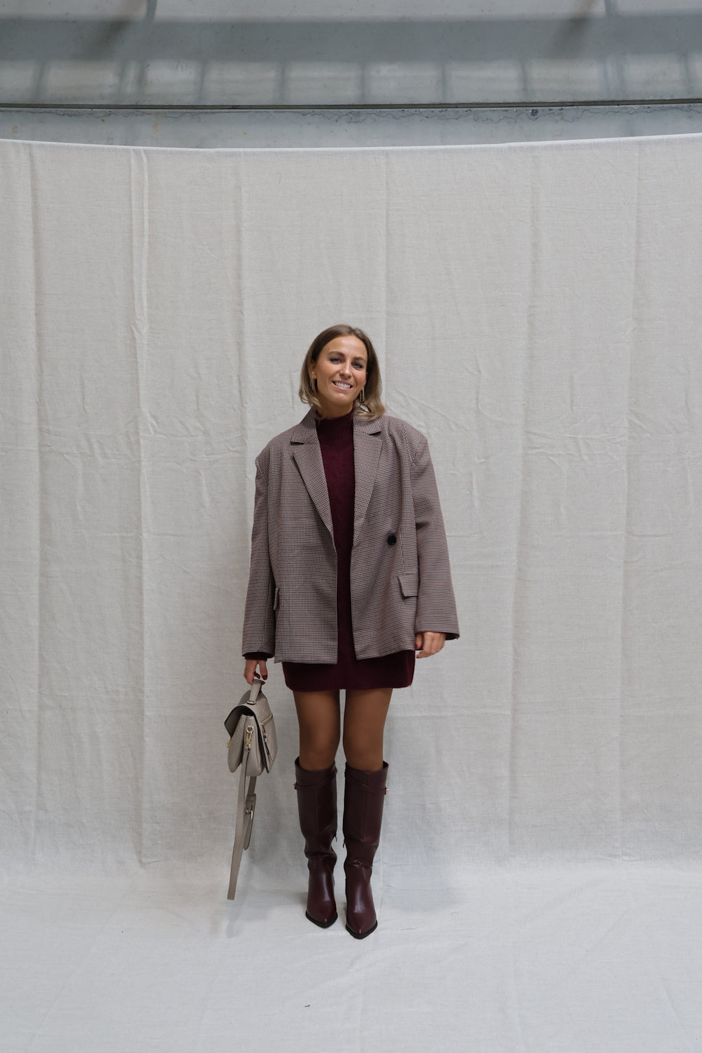 Camille checked blazer bordeaux