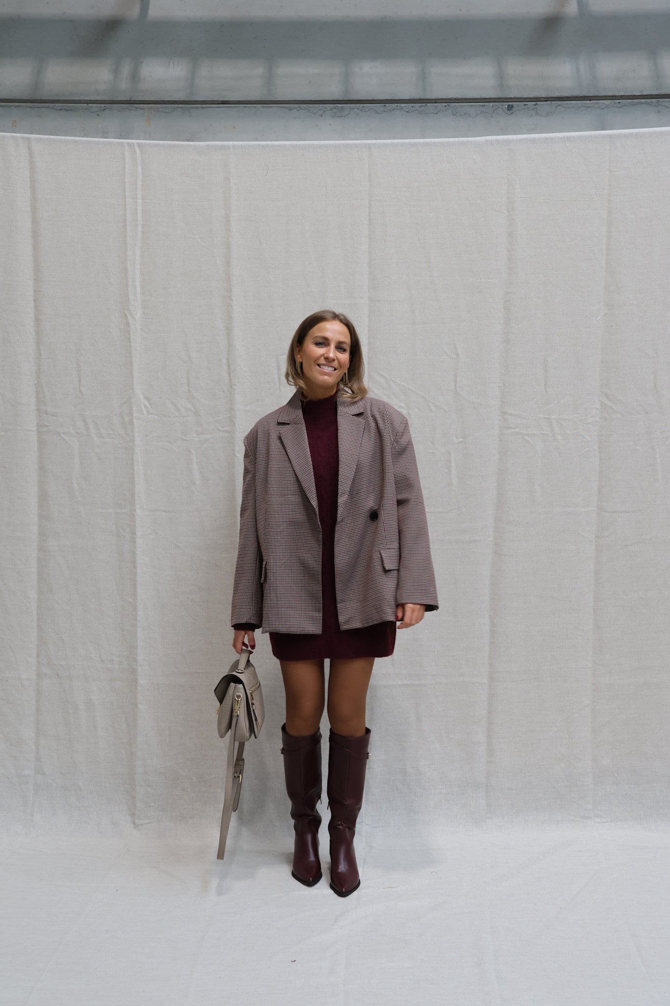 Camille checked blazer bordeaux