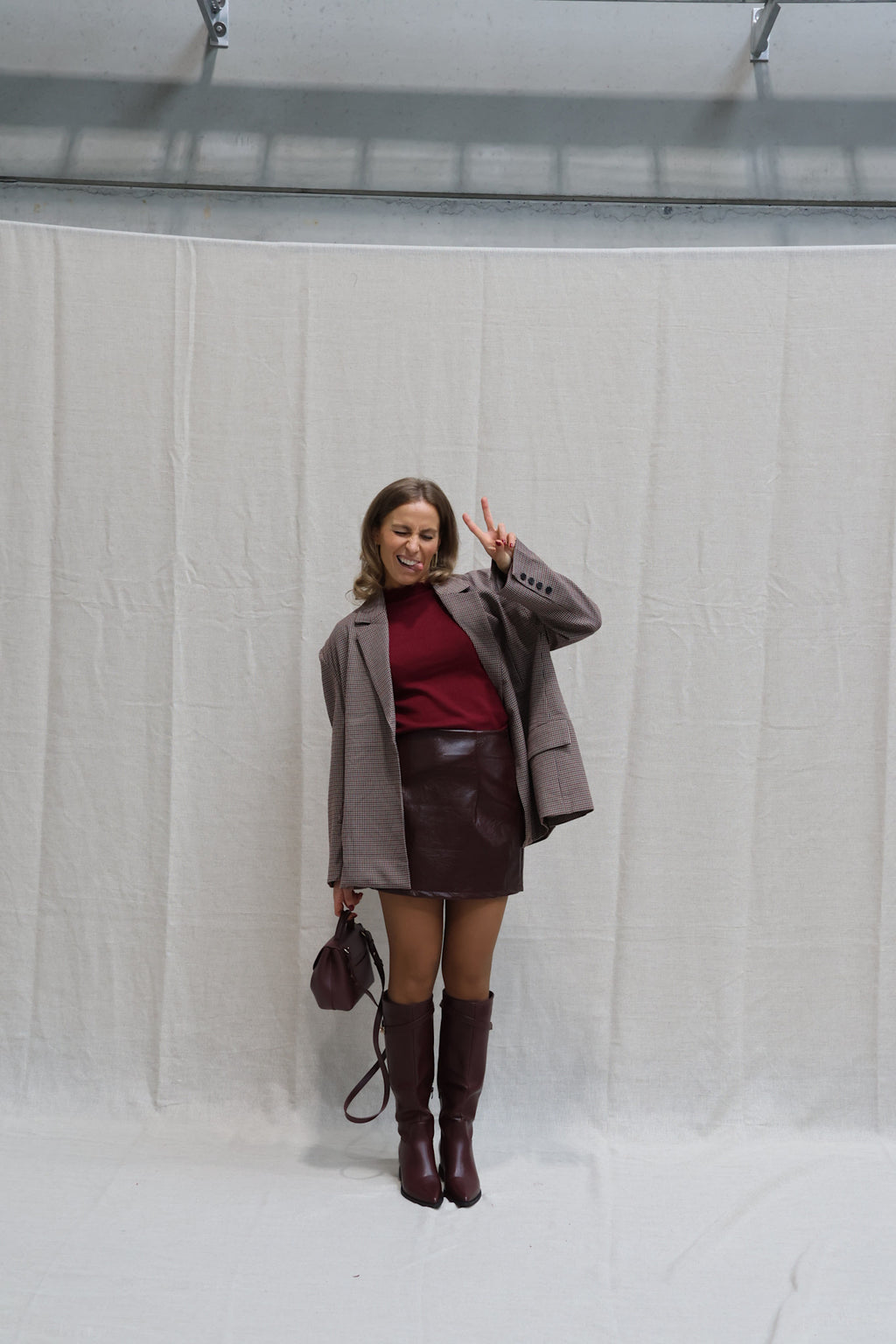 Camille checked blazer bordeaux