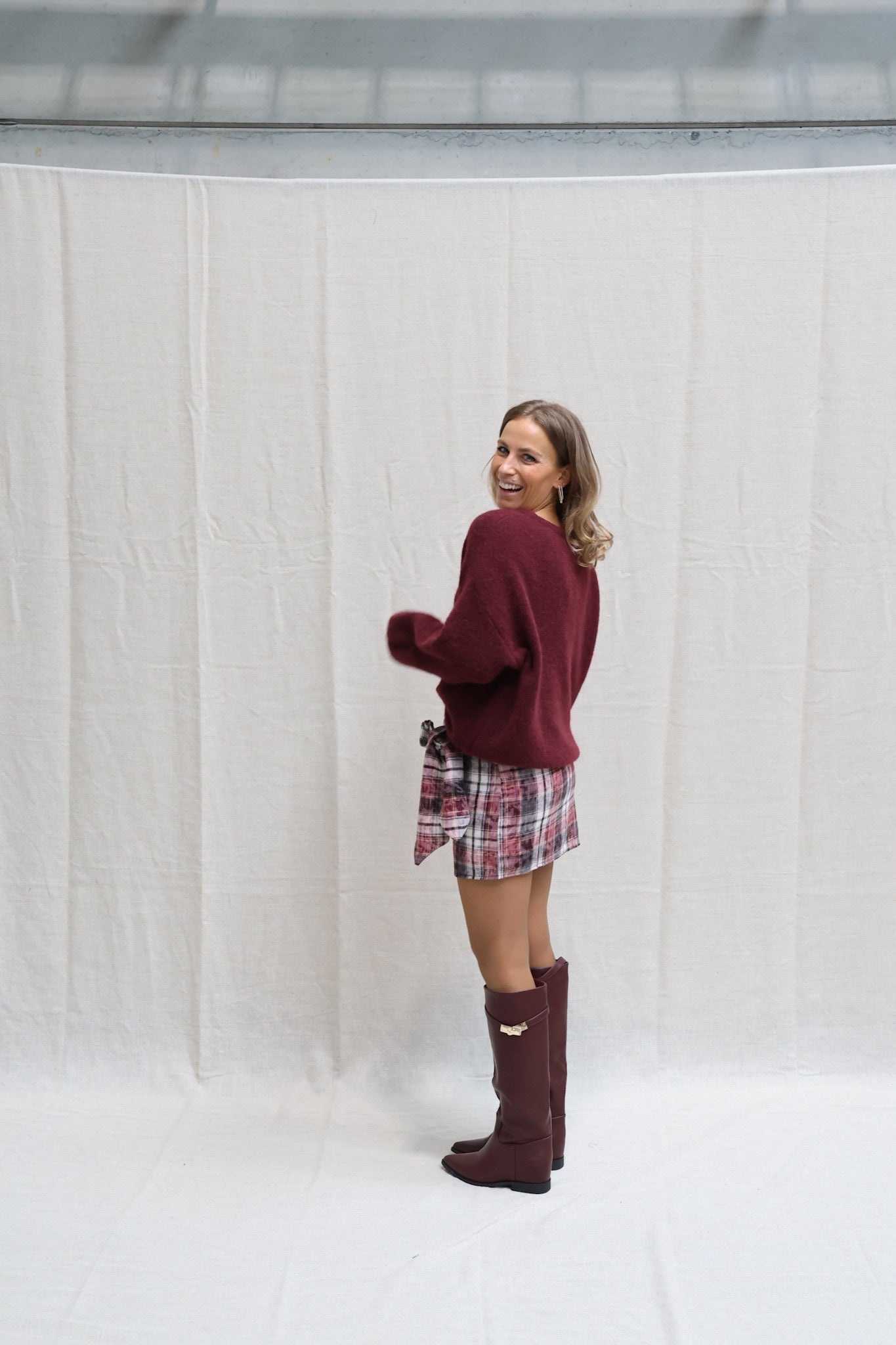 Alissa checked skirt burgundy