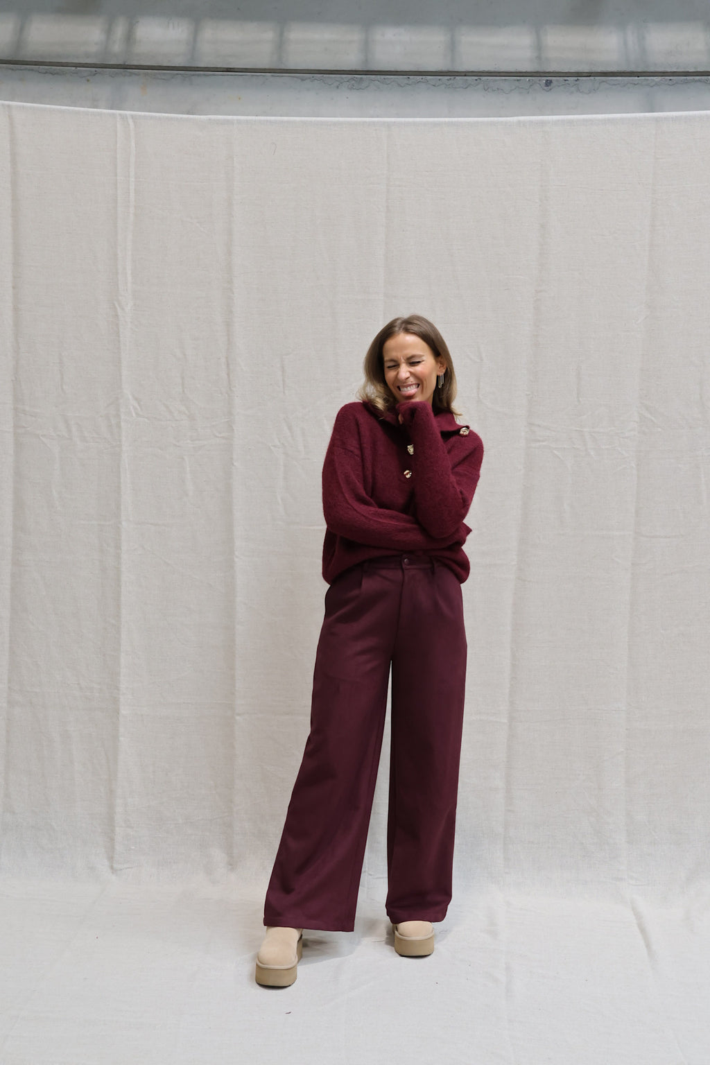 Kaylee button knit burgundy