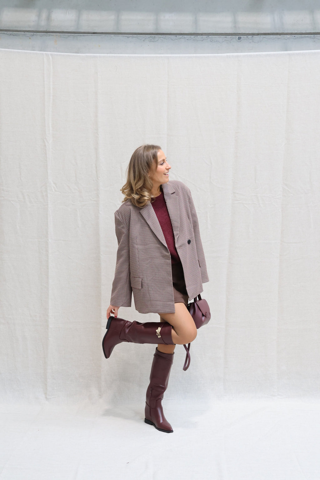 Camille checked blazer bordeaux