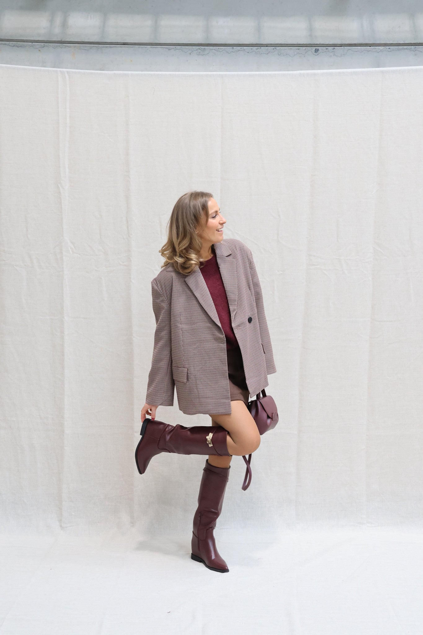 Camille checked blazer bordeaux