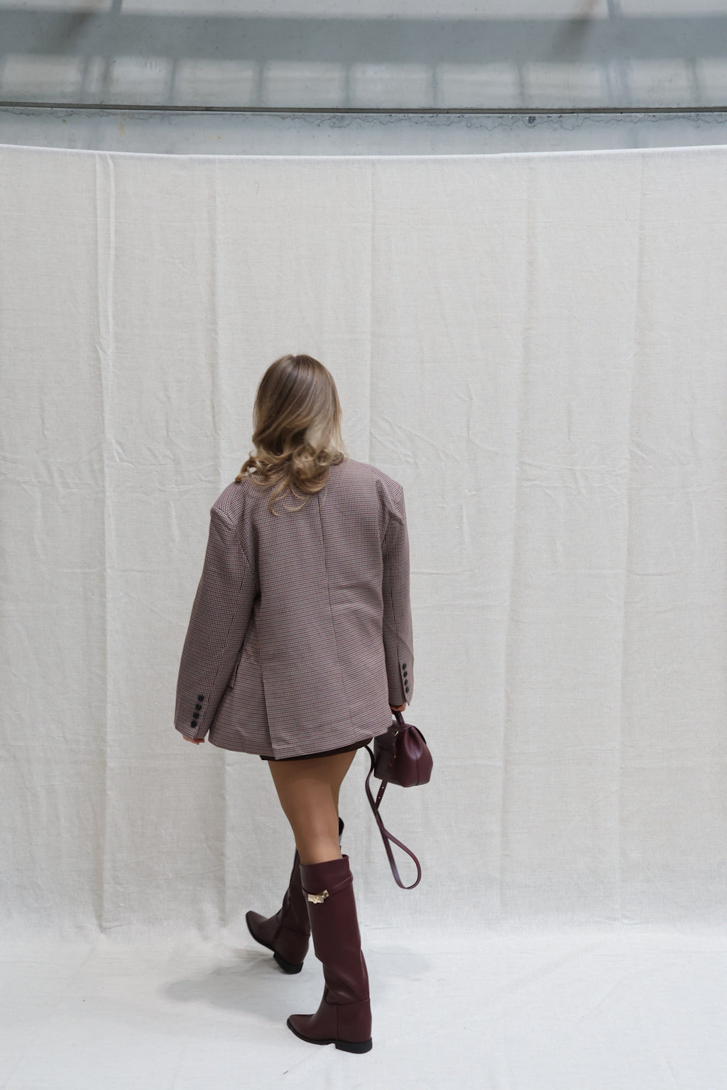 Camille checked blazer bordeaux